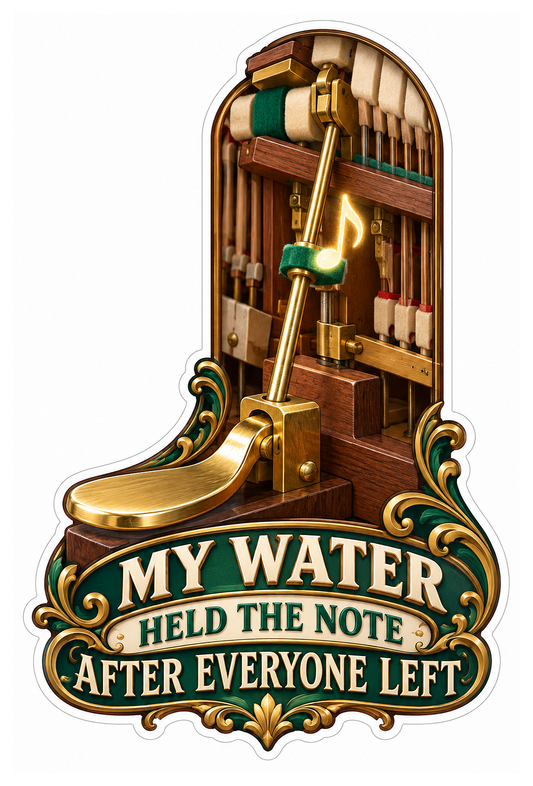 Golden Piano Pedal and Wooden Action Quote Vinyl Decal Stickers