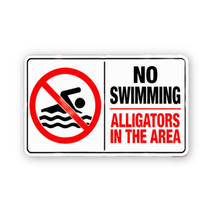 Black Crossed Swimming Alligator Text Panel Vinyl Decal Stickers