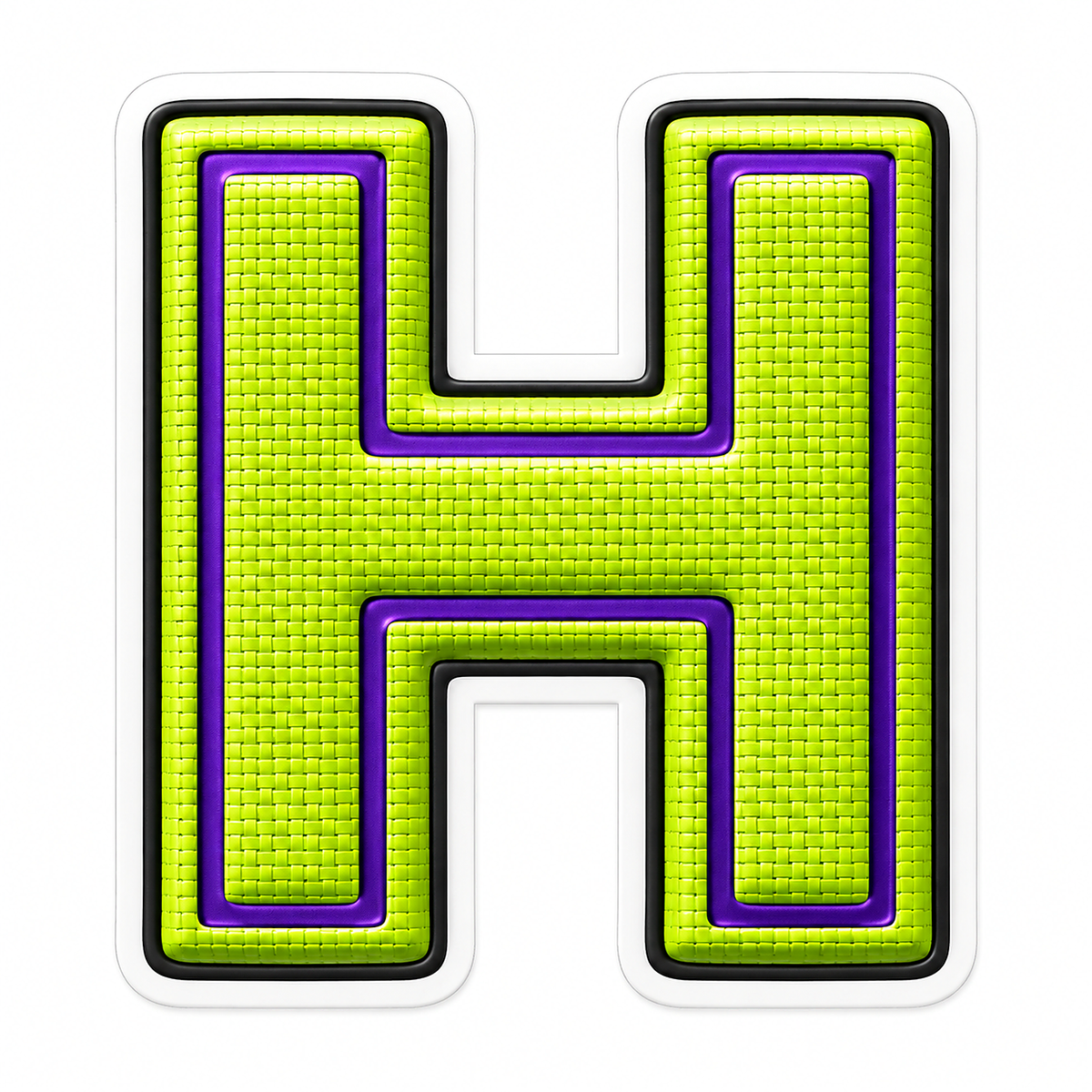 Lime Mesh Letter H with Purple Edge Art Vinyl Decal Stickers