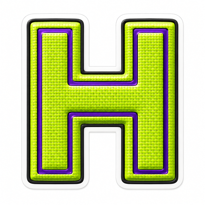 Lime Mesh Letter H with Purple Edge Art Vinyl Decal Stickers