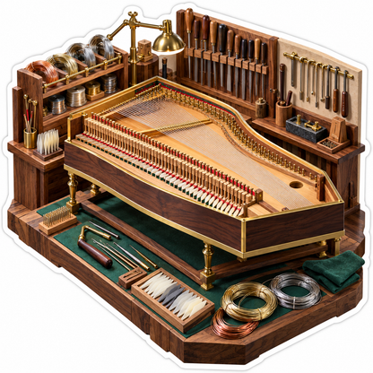 Harpsichord Building Workshop Miniature Art Vinyl Decal Stickers