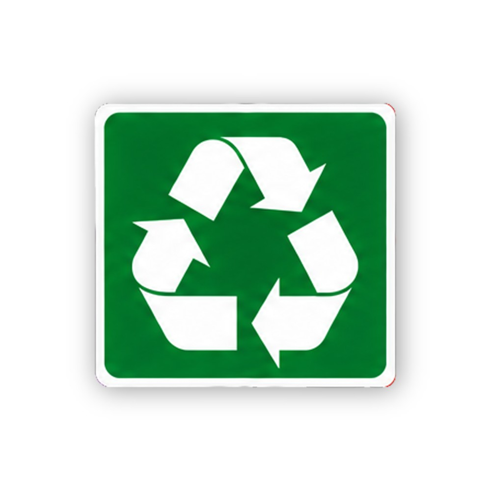 Green White Three Recycle Arrows Square Vinyl Decal Stickers