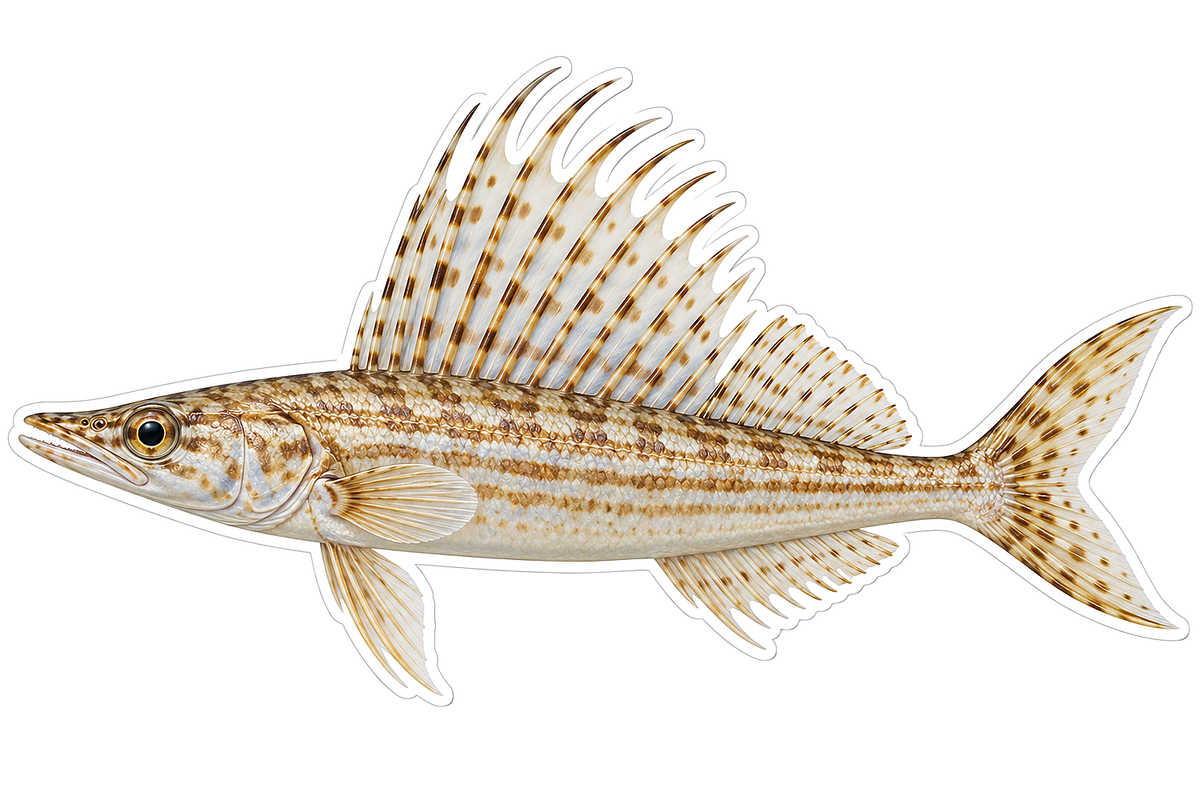 Striped Long Snout Sail Finned Fish Art Vinyl Decal Stickers