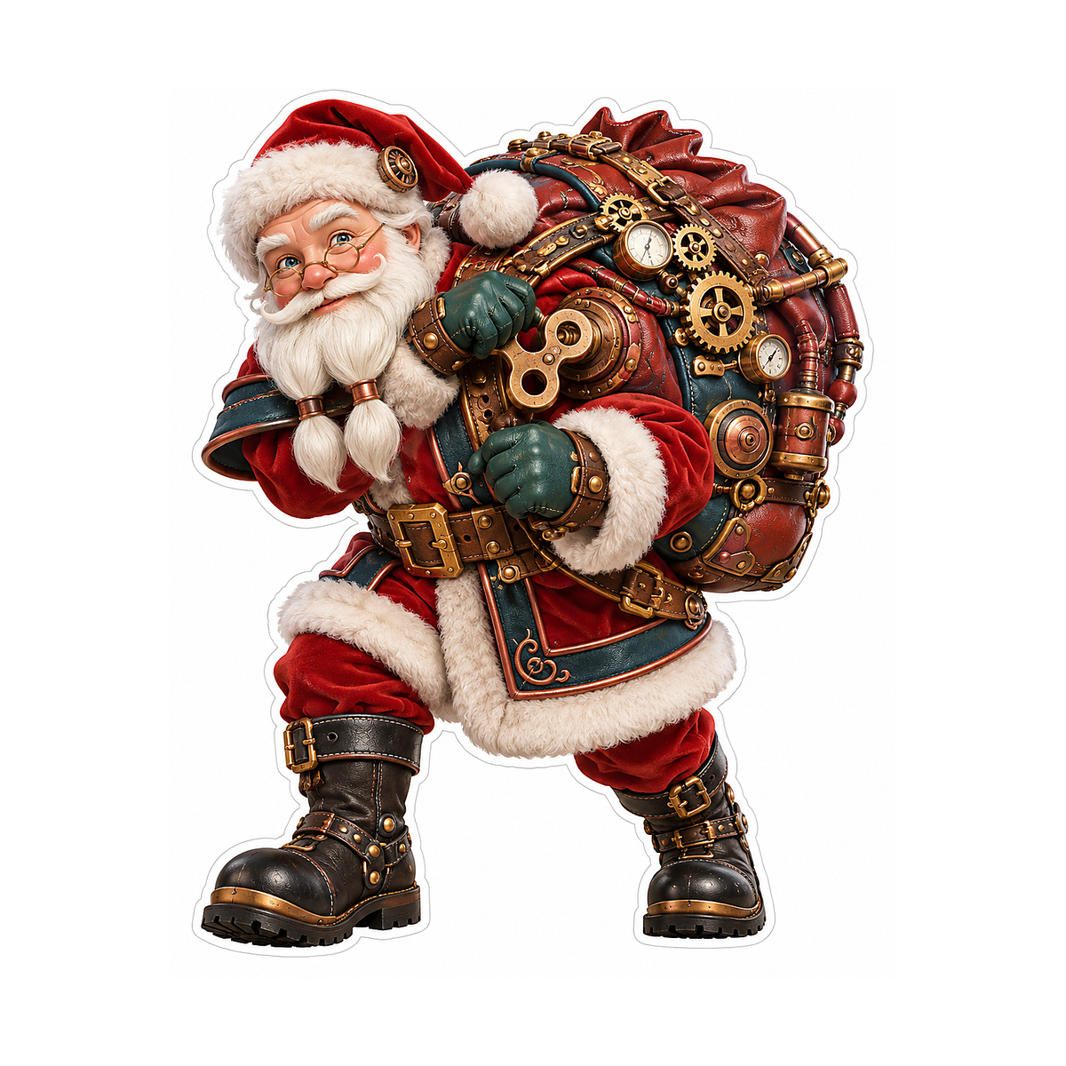 Santa Carrying Gear Covered Toy Sack Art Vinyl Decal Stickers