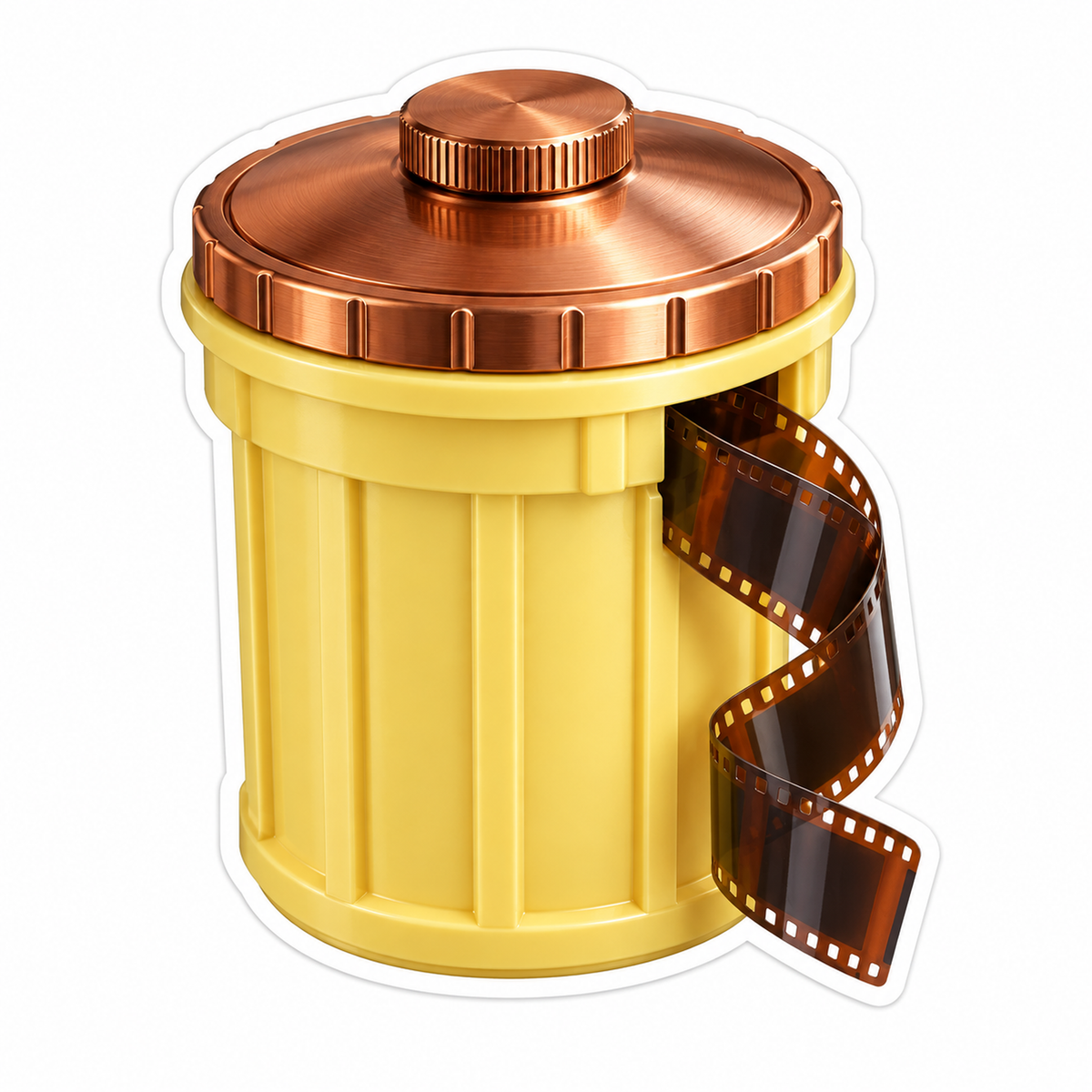 Yellow Film Canister with Copper Lid Vinyl Decal Stickers