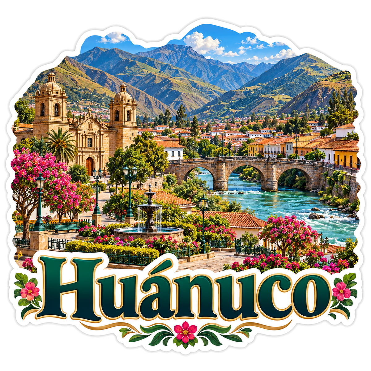 Huanuco Mountain Valley Stone Bridge Art Vinyl Decal Stickers