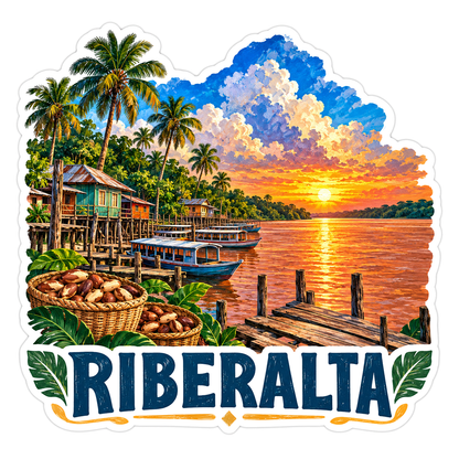 Riberalta River Dock Golden Sunset Art Vinyl Decal Stickers