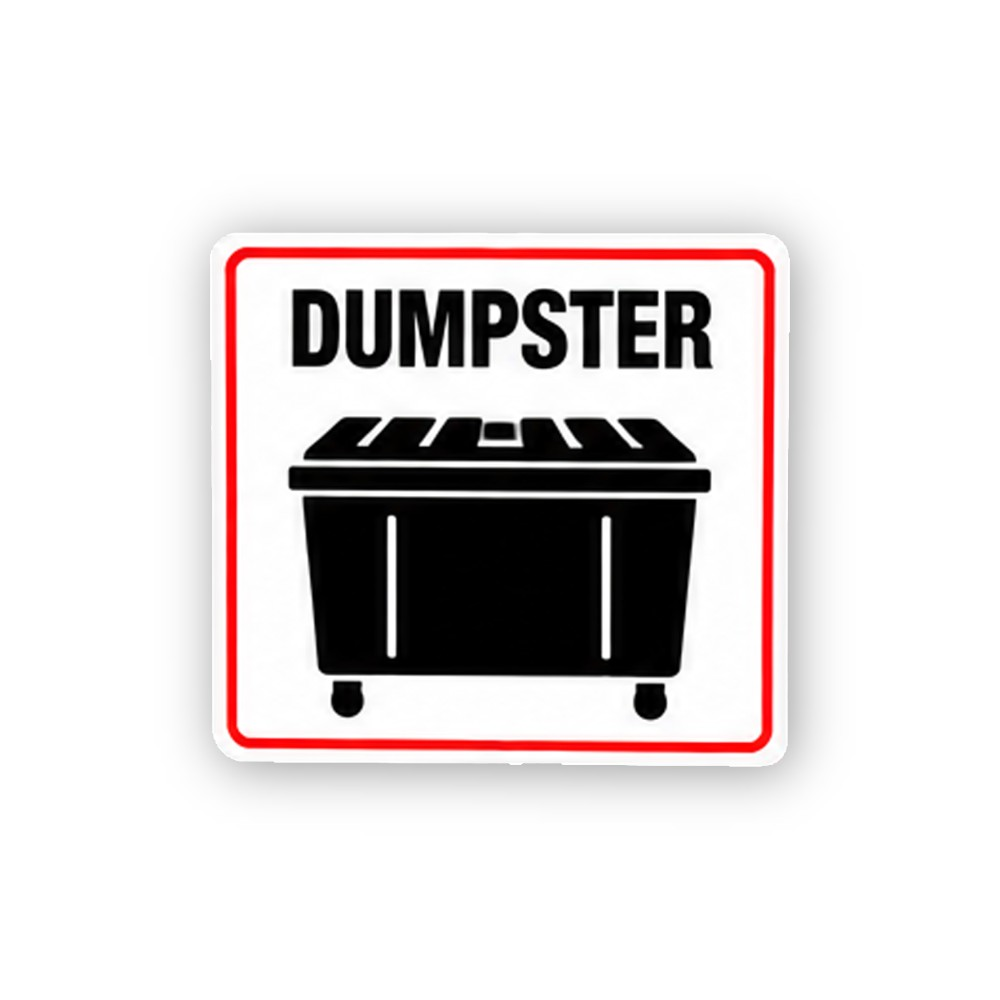 Black Dumpster Wheeled Bin Red Border Panel Vinyl Decal Stickers