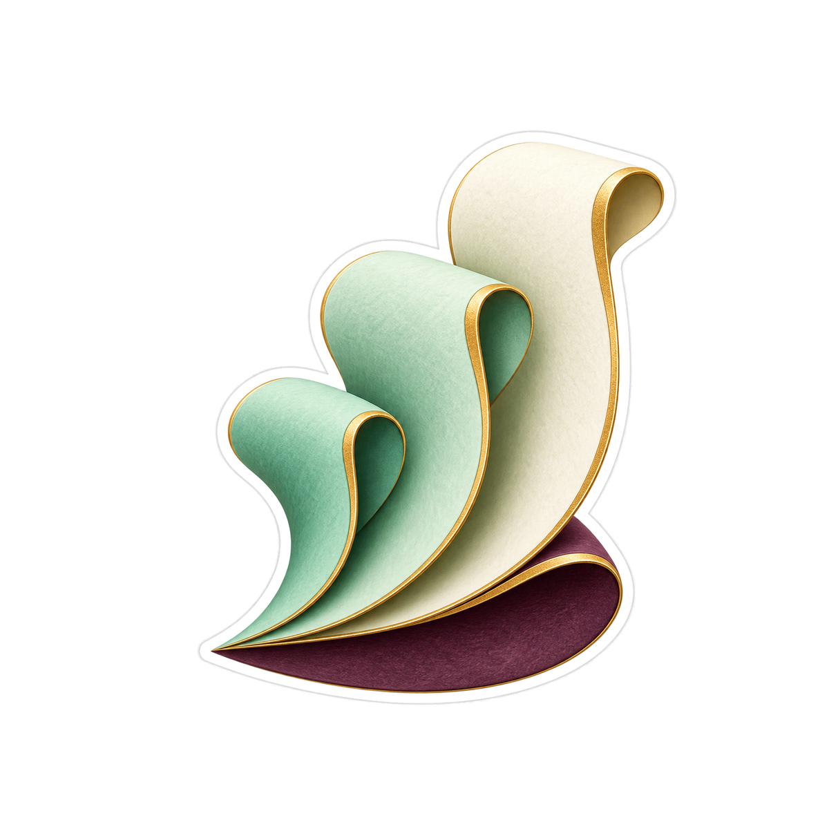 Mint and Cream Folded Fan Art Vinyl Decal Stickers