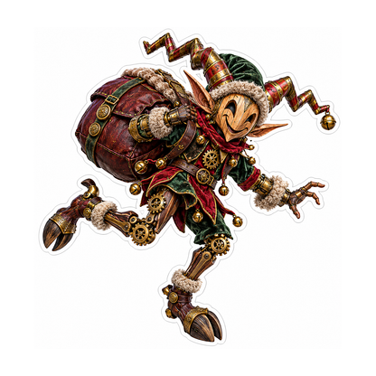 Clockwork Jester with Toy Sack Art Vinyl Decal Stickers