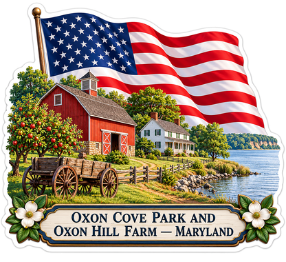 Maryland Red Barn Waterfront US Flag Art Vinyl Decal Stickers