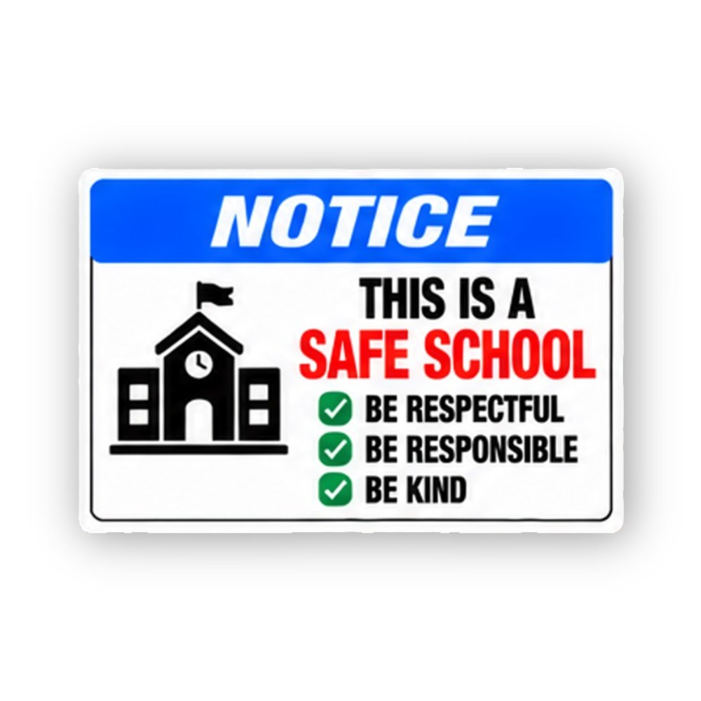Blue Notice School Three Green Checks Panel Vinyl Decal Stickers