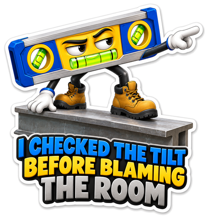 Blue Spirit Level Character on Steel Beam Vinyl Decal Stickers