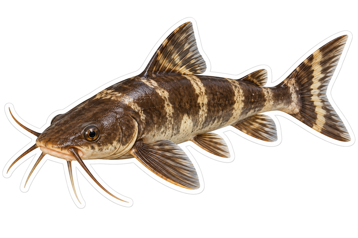 Brown Banded Catfish with Long Whiskers Vinyl Decal Stickers