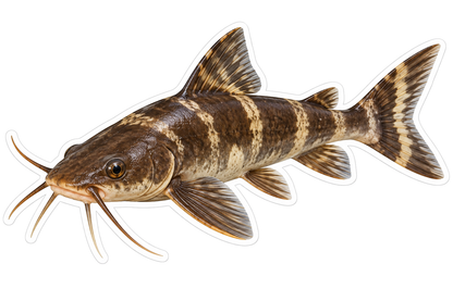 Brown Banded Catfish with Long Whiskers Vinyl Decal Stickers
