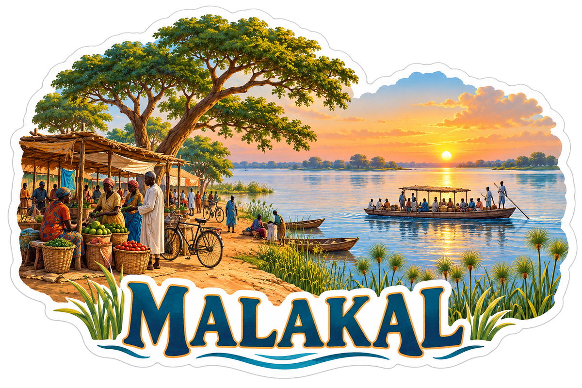 Malakal River Market at Sunrise Art Vinyl Decal Stickers