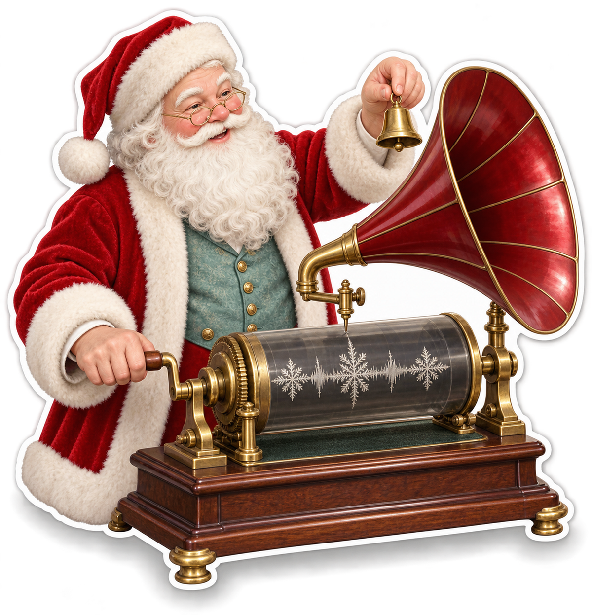 Santa with Red Horn Sound Recorder Art Vinyl Decal Stickers