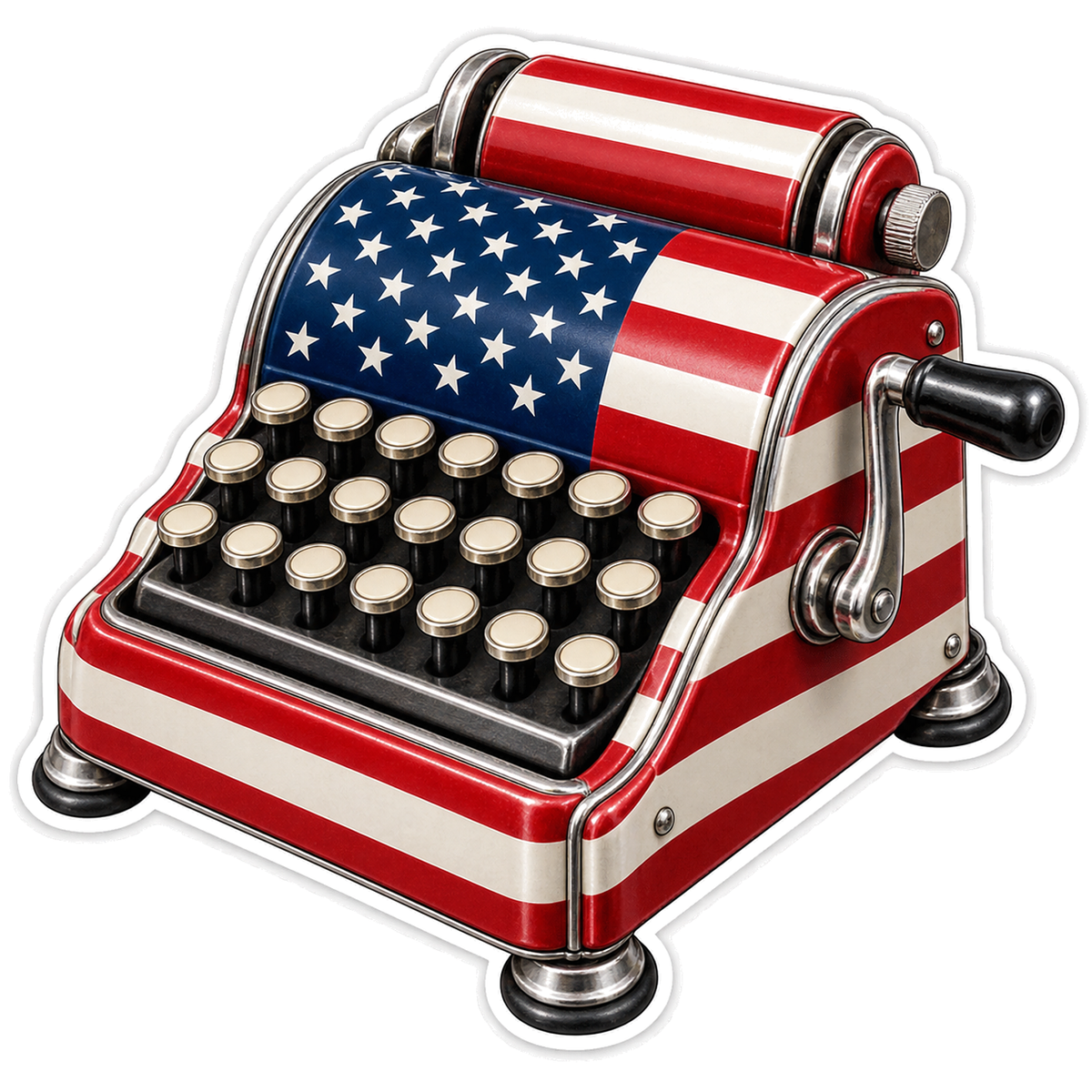 US Flag Mechanical Adding Machine Art Vinyl Decal Stickers