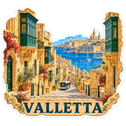 Valletta Stone Street and Blue Harbor Art Vinyl Decal Stickers
