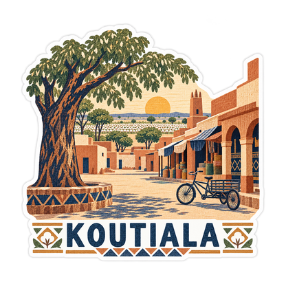 Koutiala Market Street and Tree Art Vinyl Decal Stickers