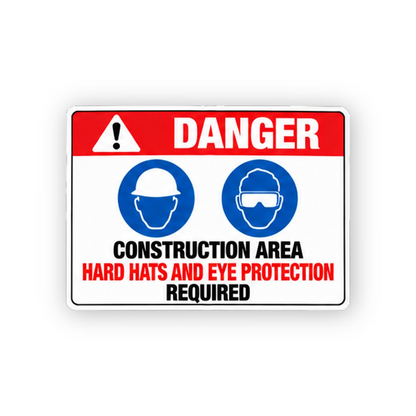 Red Danger Construction Two Blue Heads Panel Vinyl Decal Stickers