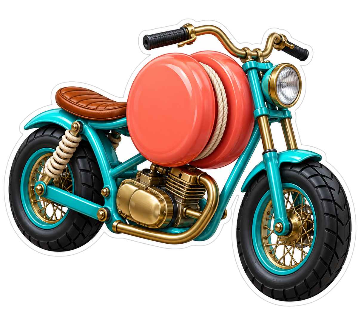 Teal Motorcycle Coral Yo Yo Art Vinyl Decal Stickers