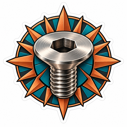 Silver Hex Socket Screw Orange Sunray Art Vinyl Decal Stickers