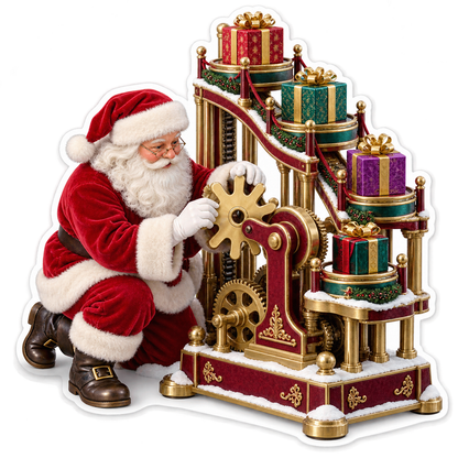 Santa Building Gift Gear Tower Art Vinyl Decal Stickers