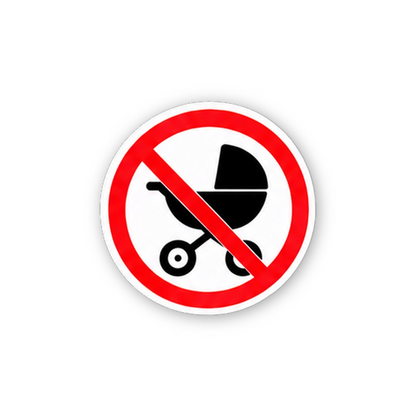 Red Crossed Baby Pram Small Circle Vinyl Decal Stickers