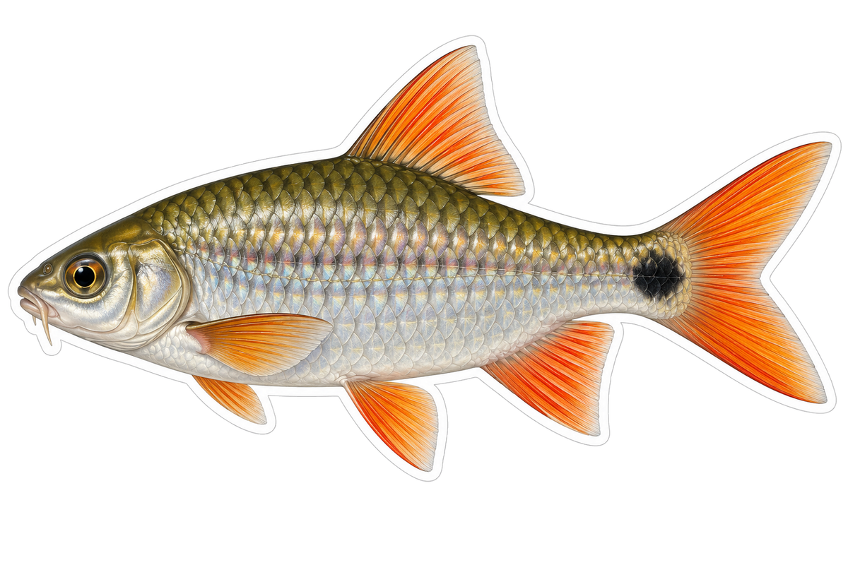 Gold Silver Fish with Black Tail Dot Art Vinyl Decal Stickers