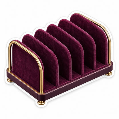 Burgundy Velvet Organizer with Gold Dividers Vinyl Decal Stickers