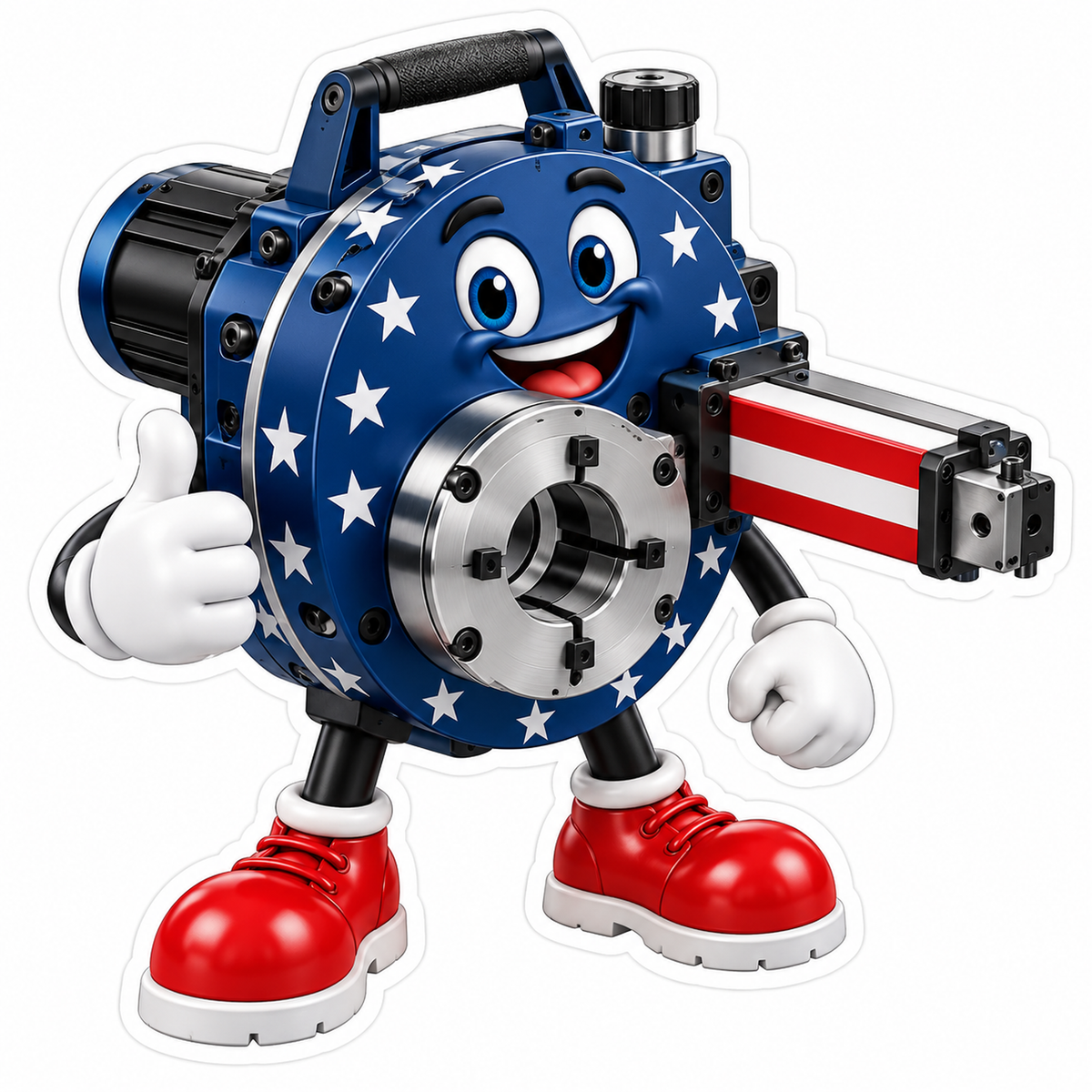 Patriotic Circular Silver Hub Mascot Art Vinyl Decal Stickers
