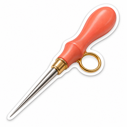 Coral Handled Pointed Tool with a Golden Ring Vinyl Decal Stickers