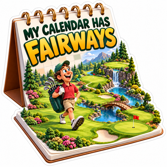 Golf Calendar Fairways Funny Quote Art Vinyl Decal Stickers