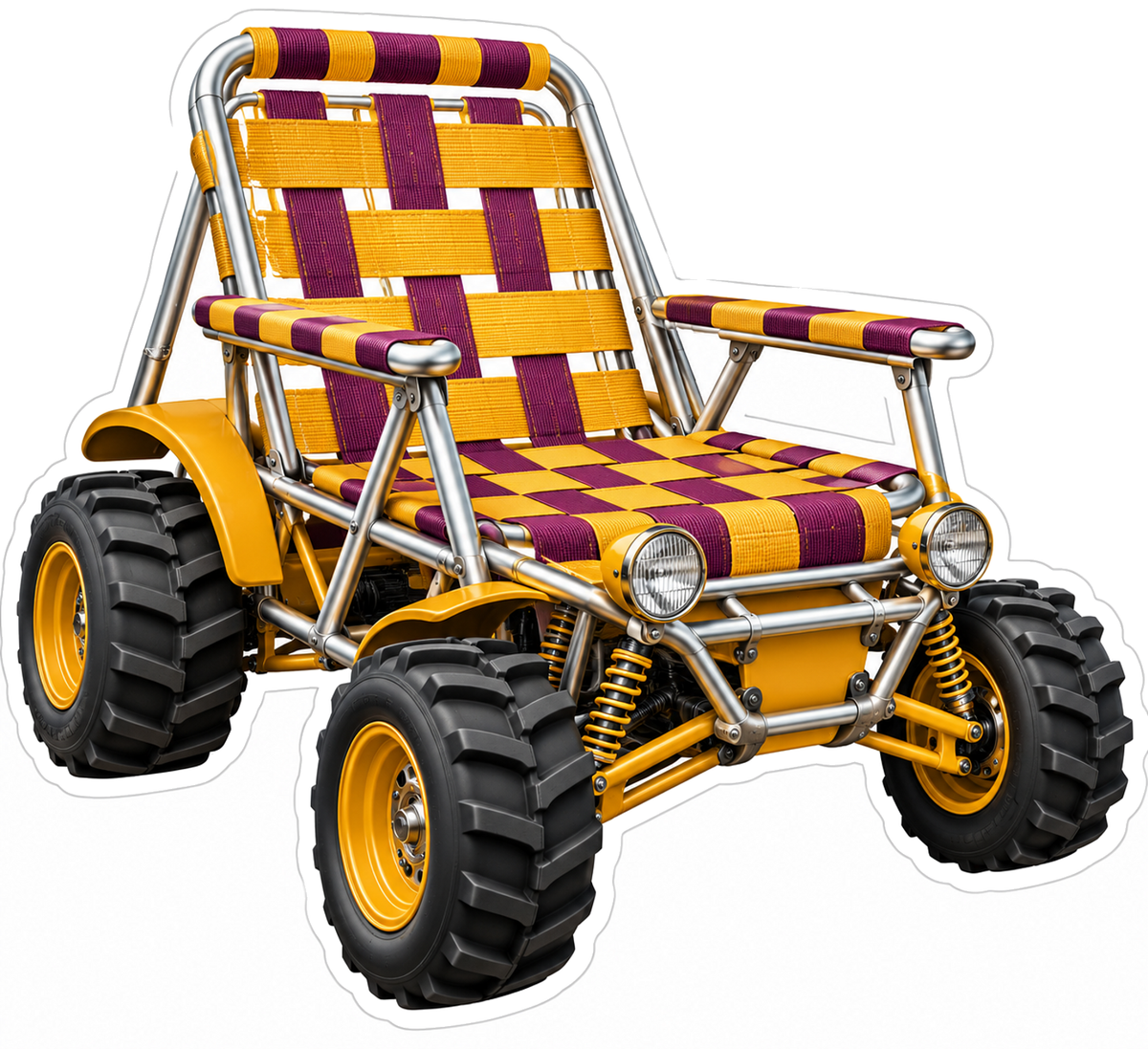 Yellow Folding Chair Dune Buggy Art Vinyl Decal Stickers