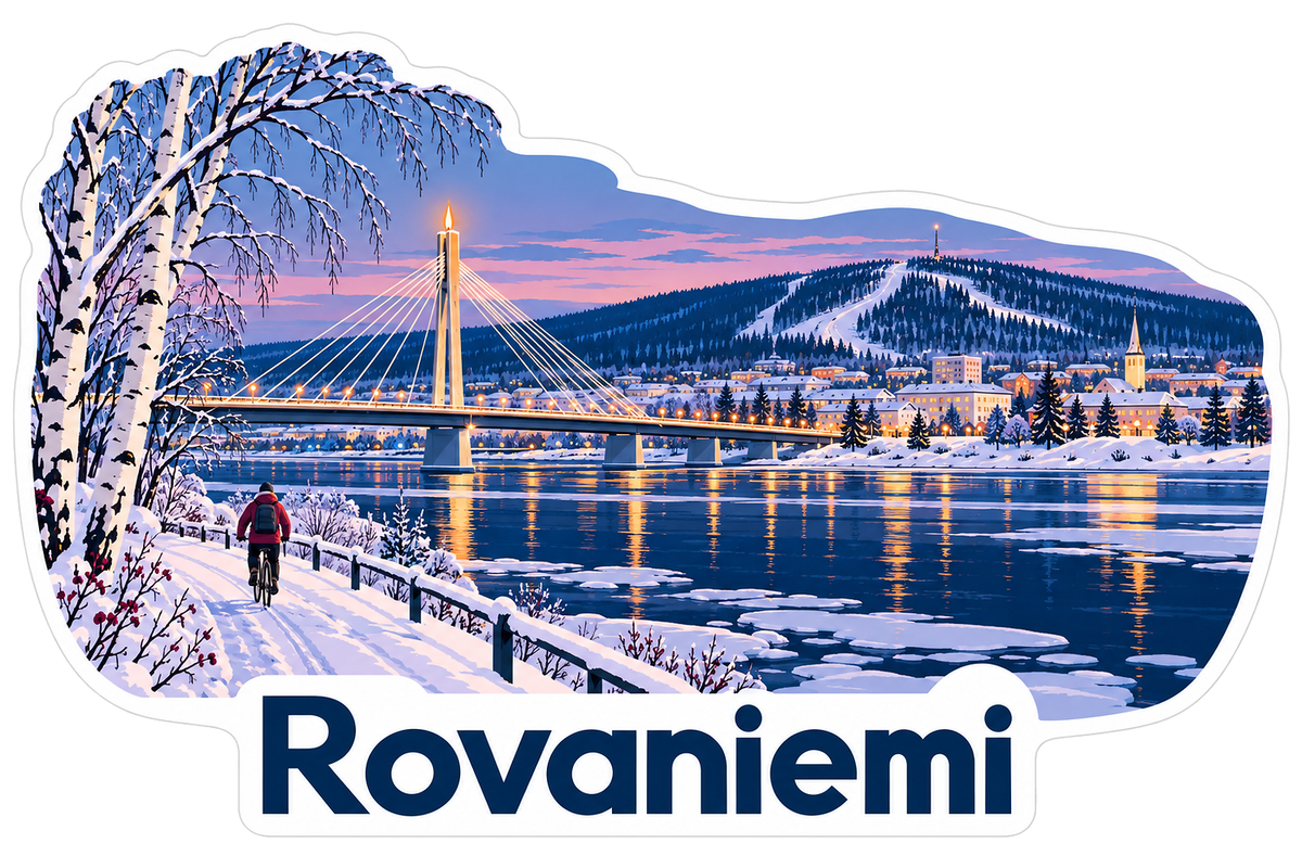 Rovaniemi Snowy River Bridge Art Vinyl Decal Stickers