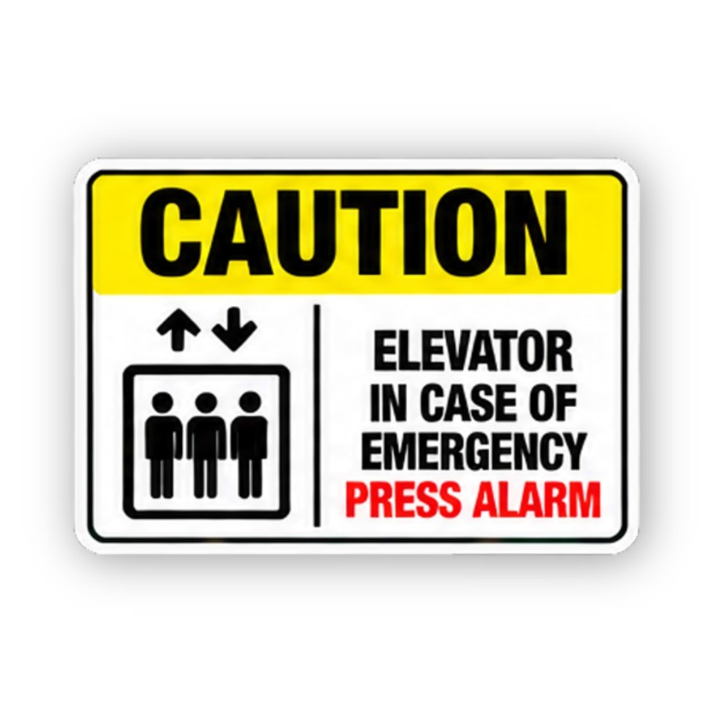 Yellow Caution Elevator Alarm Figures Panel Vinyl Decal Stickers