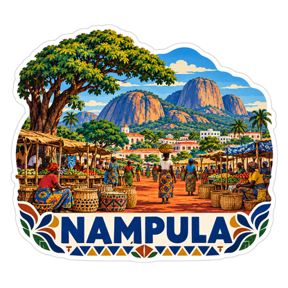 Nampula Mountain Market Tree Art Vinyl Decal Stickers