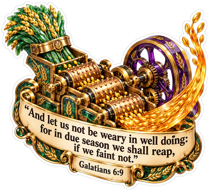Golden Grain Rollers with Galatians Scroll Vinyl Decal Stickers