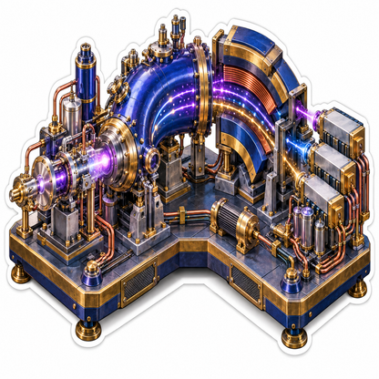Cobalt Curved Beam Machine Miniature Art Vinyl Decal Stickers