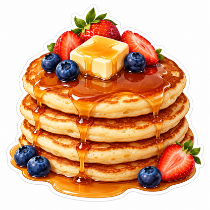 Berry Pancake Stack with Butter and Syrup Vinyl Decal Stickers