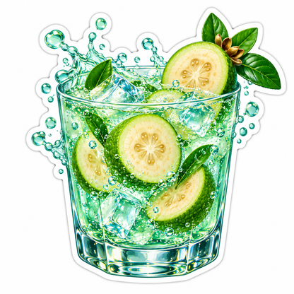 Feijoa Slices and Sparkling Green Drink Art Vinyl Decal Stickers