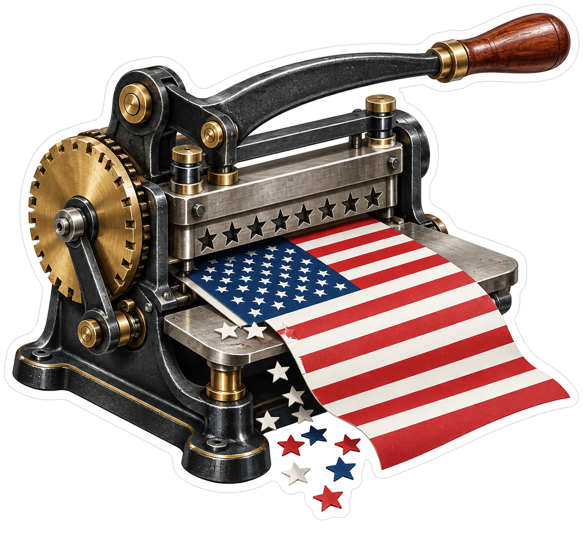 American Flag Stencil Cutting Press Art Vinyl Decal Stickers