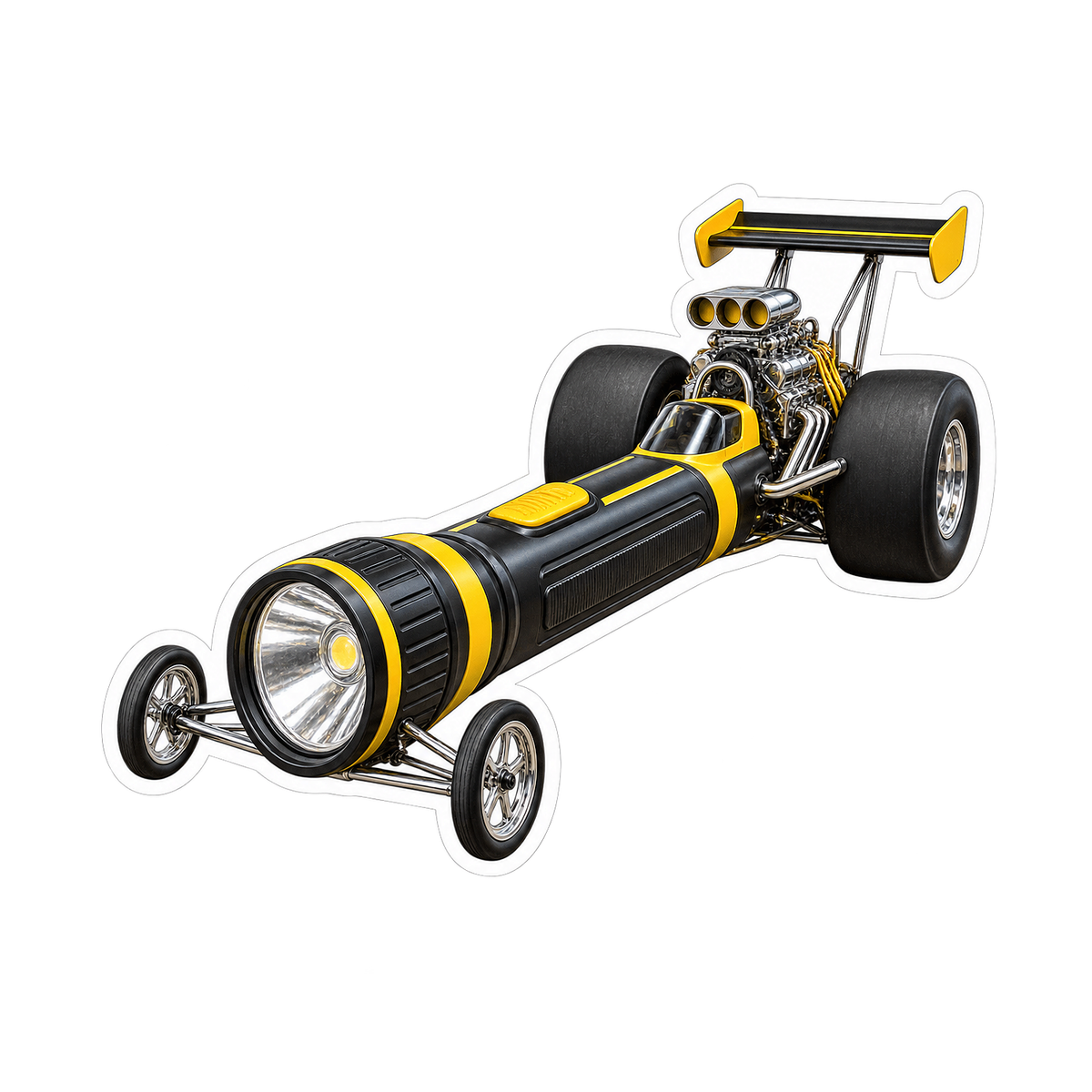 Black Yellow Flashlight Dragster Vinyl Decal Stickers