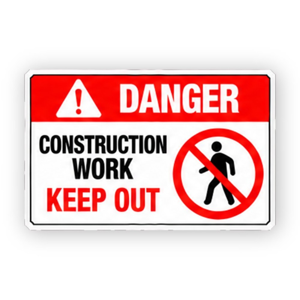 Red Construction Crossed Walking Panel Vinyl Decal Stickers