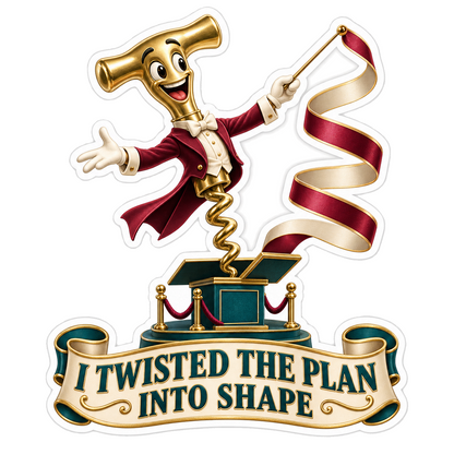 Golden Corkscrew Character with Ribbon Vinyl Decal Stickers