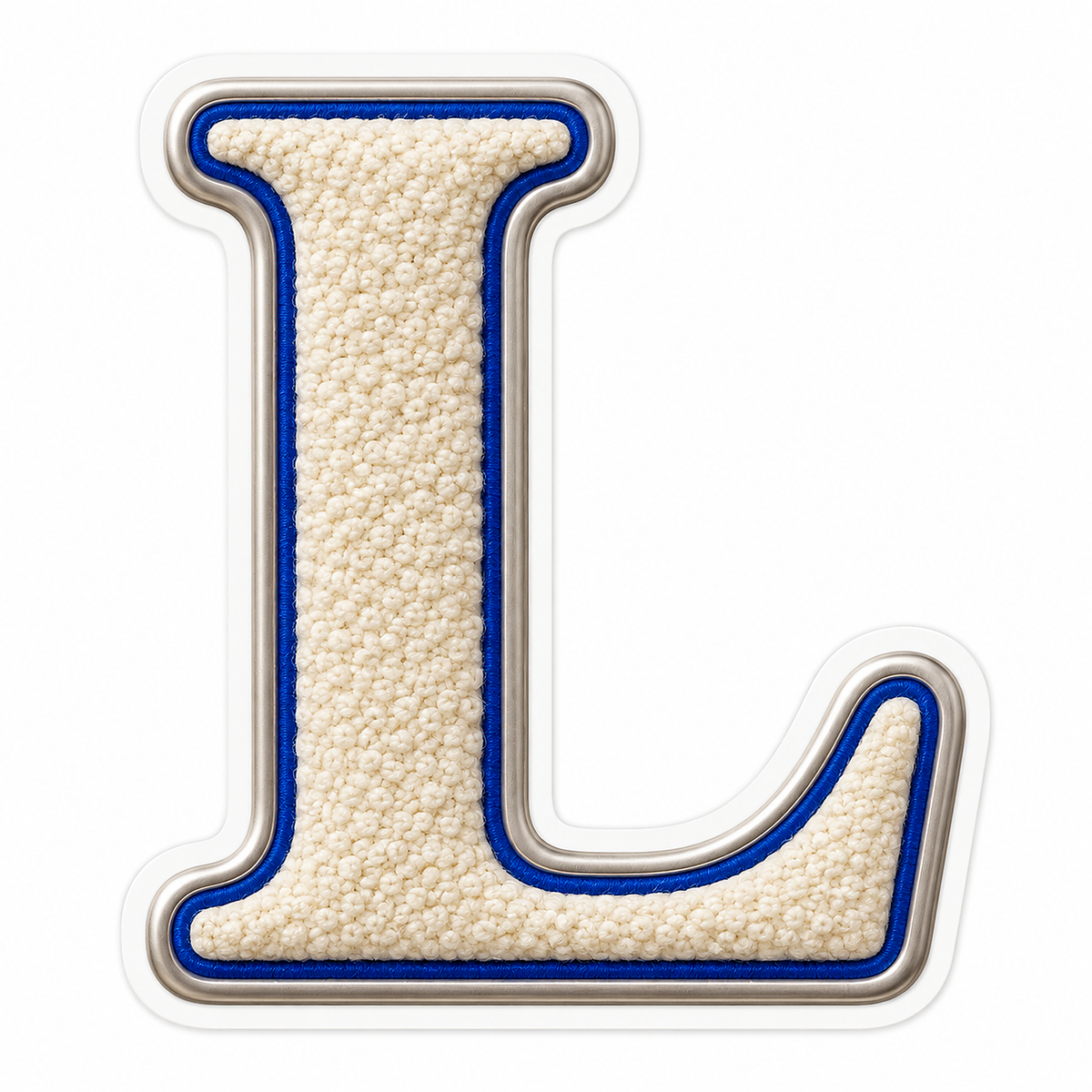 Cream Loop Texture Blue Trim Letter L Vinyl Decal Stickers