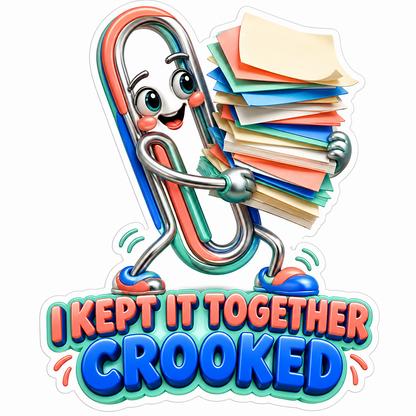 Paperclip Holding Crooked Paper Stack Art Vinyl Decal Stickers