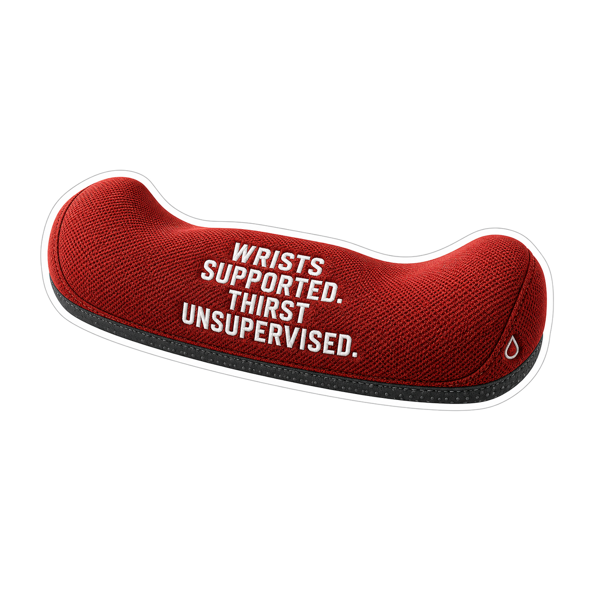 Red Desk Cushion with Funny Thirst Lettering Vinyl Decal Stickers