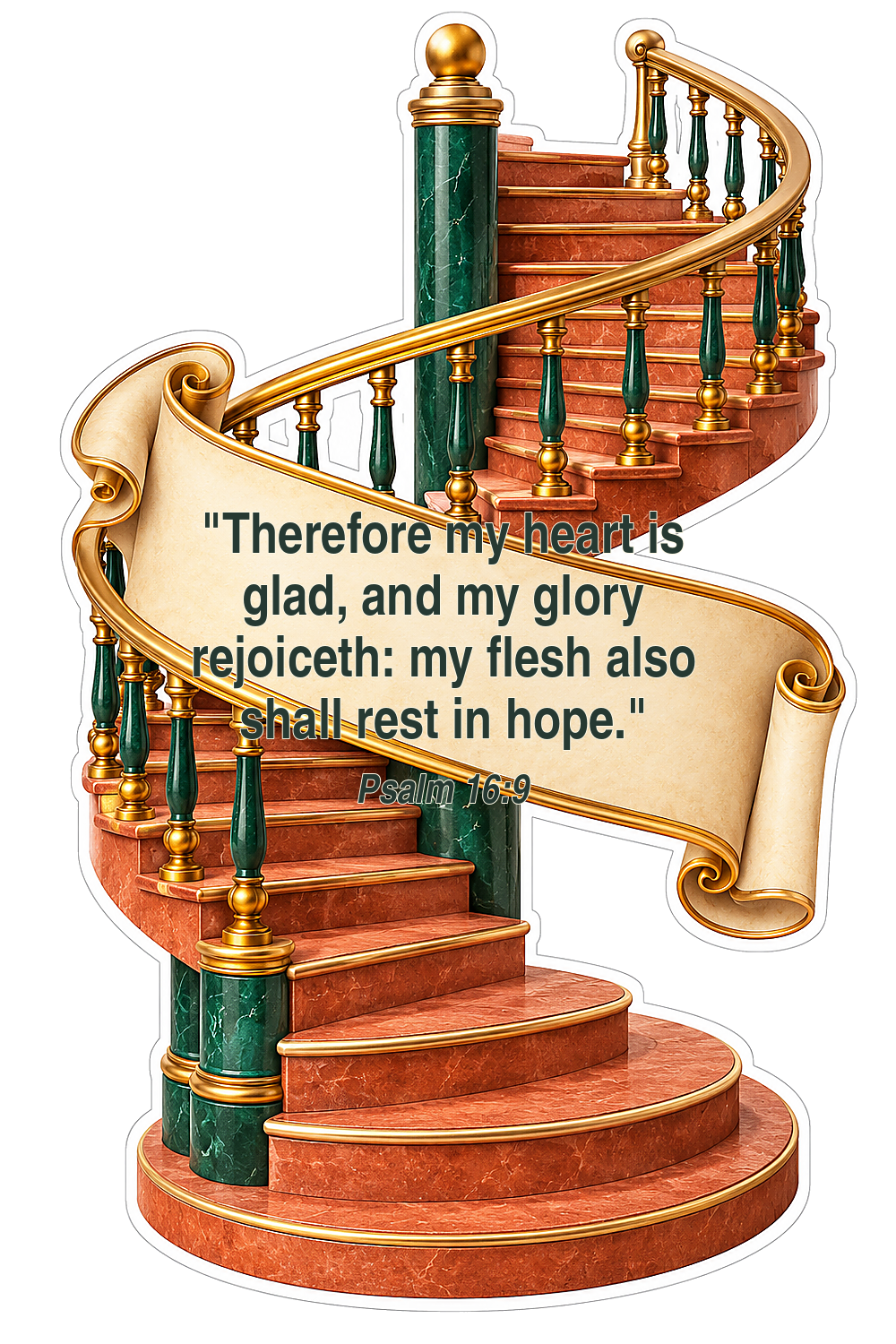 Red Spiral Staircase with Bible Verse Art Vinyl Decal Stickers